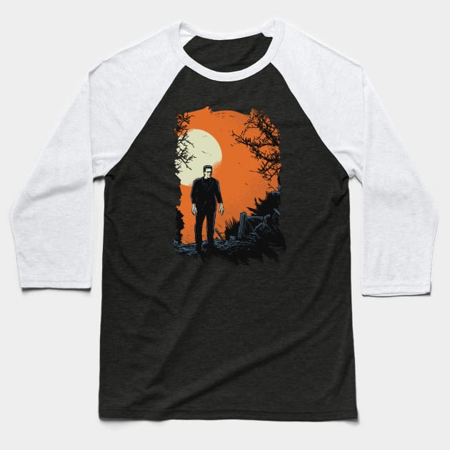 Frankenstein Walking in the Moonlight Baseball T-Shirt by SLAG_Creative